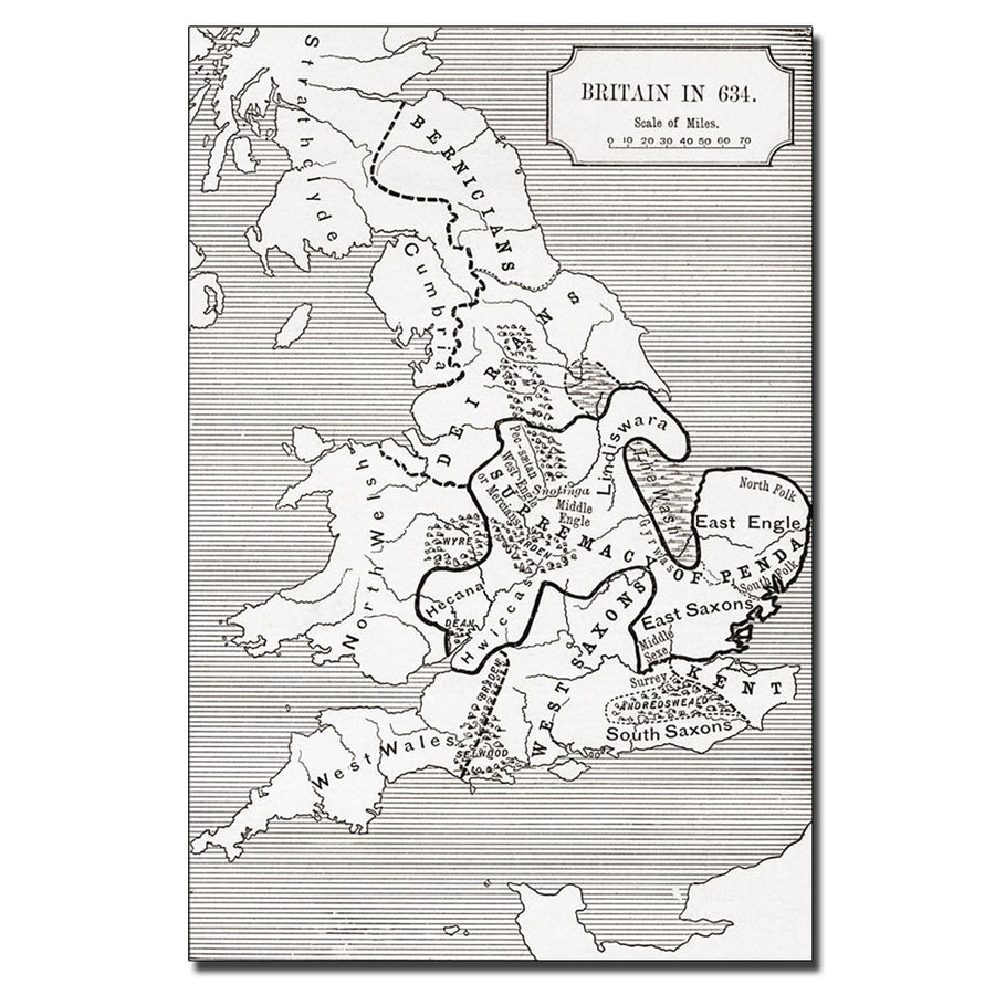 Map of Britain in 634 14 x 19 Canvas Art Image 1