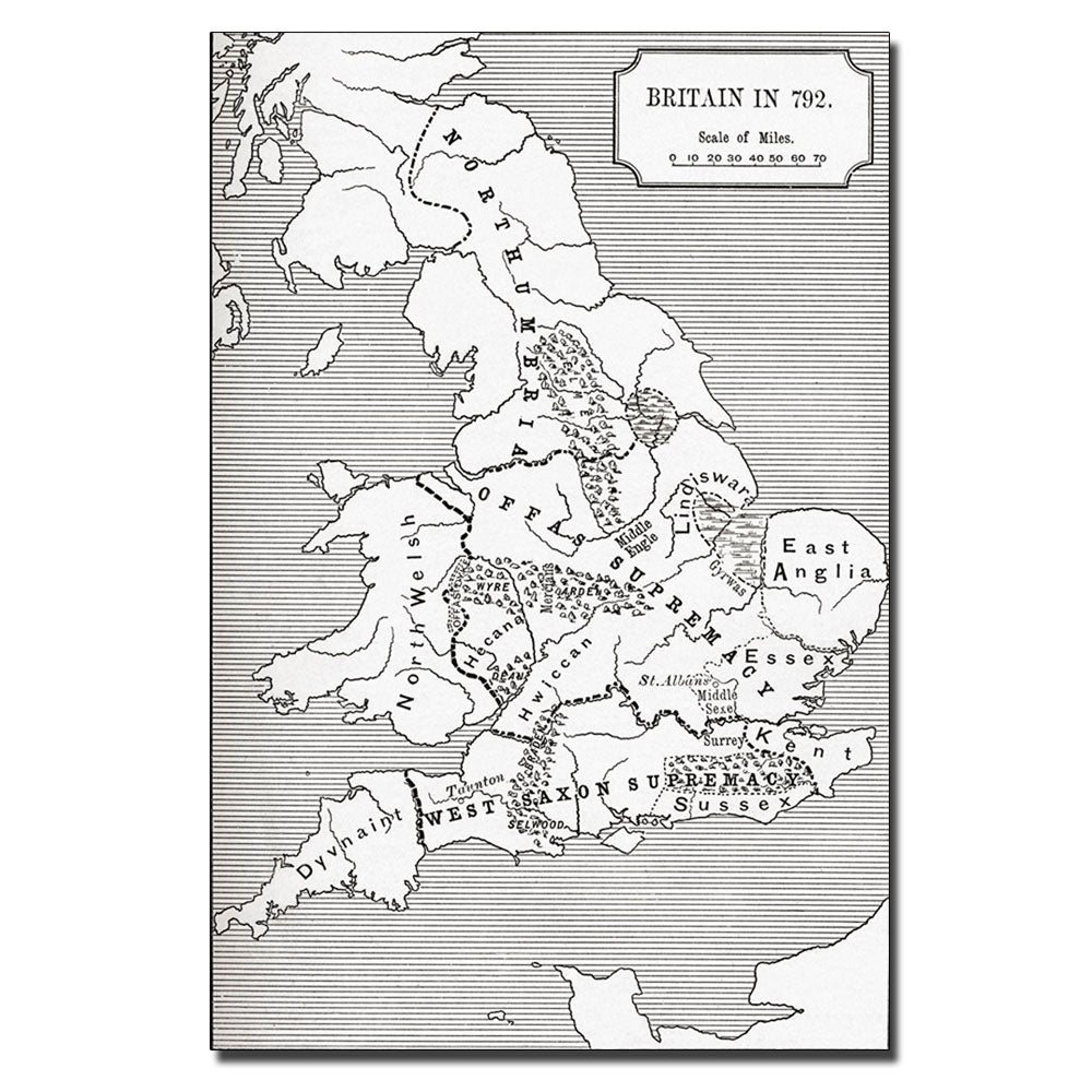 Map of Britain in 792 14 x 19 Canvas Art Image 1