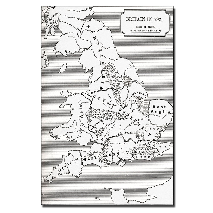 Map of Britain in 792 14 x 19 Canvas Art Image 1