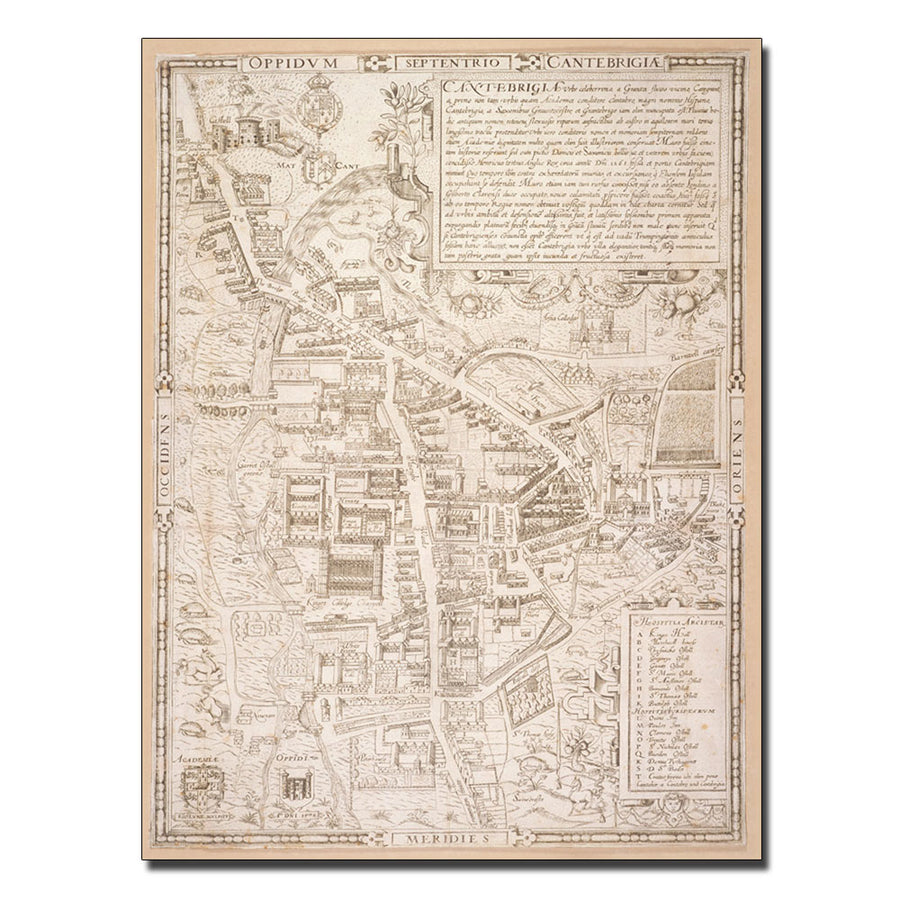 Richard Lyne Map of Cambridge 1574 14 x 19 Canvas Art Image 1