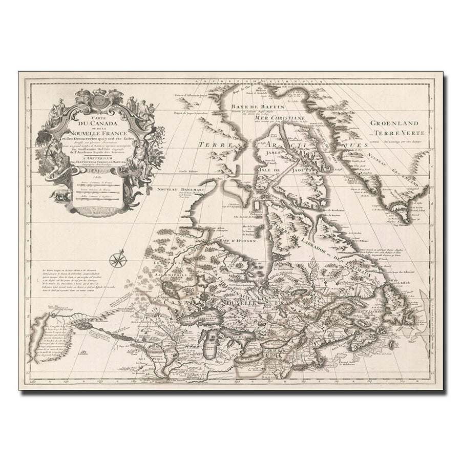 Guillaume Gelisle Map of Canada or  France 14 x 19 Canvas Art Image 1