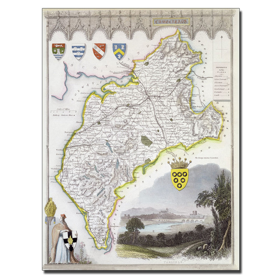 Map of Cumberland c. 1836 14 x 19 Canvas Art Image 1