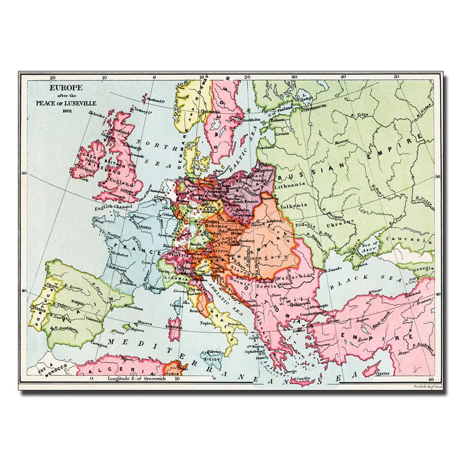 Europe After the Peace of Luneville 1801 14 x 19 Canvas Art Image 1