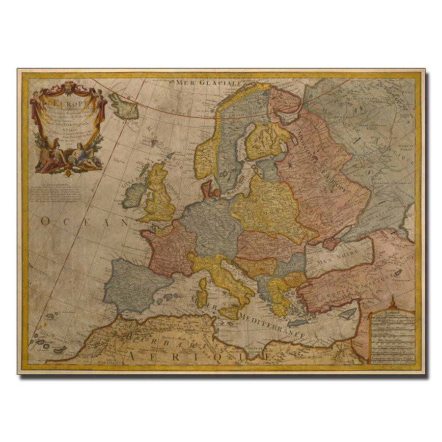 Paris Guillaume Delisle Map of Europe 1700 14 x 19 Canvas Art Image 1
