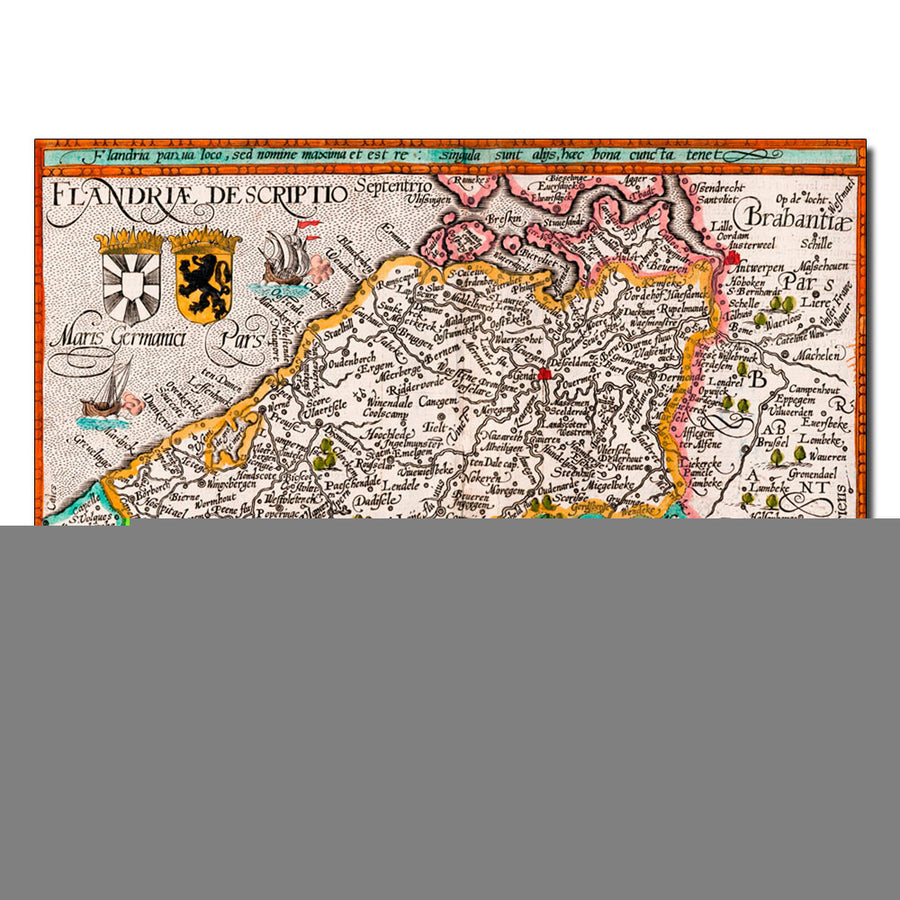 Johannes Bussemacher Map of Flanders 14 x 19 Canvas Art Image 1