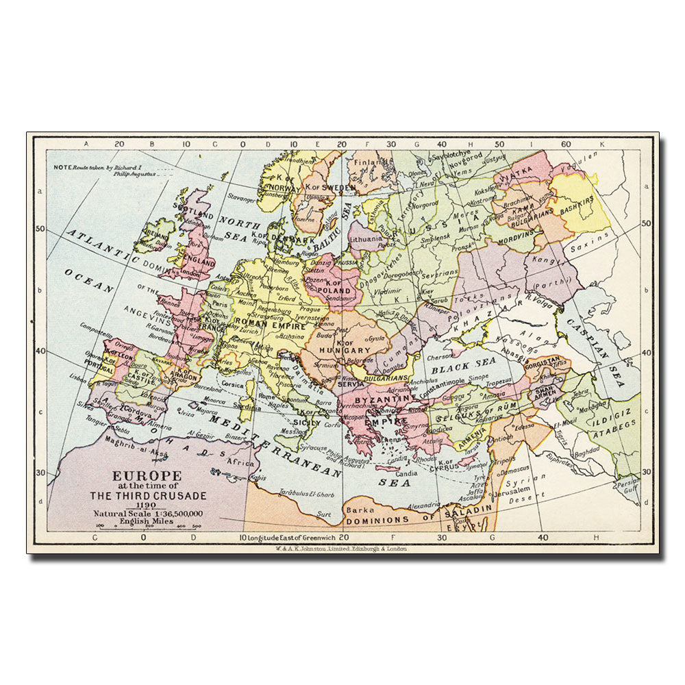 Europe at the Time of the Third Crusade 1190 14 x 19 Canvas Art Image 1