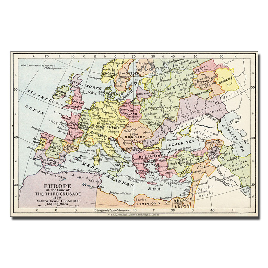 Europe at the Time of the Third Crusade 1190 14 x 19 Canvas Art Image 1