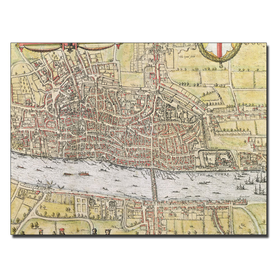 Map of London 1572 14 x 19 Canvas Art Image 1