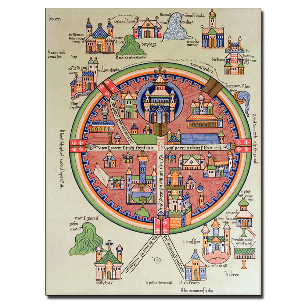 Map of Jerusalem and Palestine 14 x 19 Canvas Art Image 1