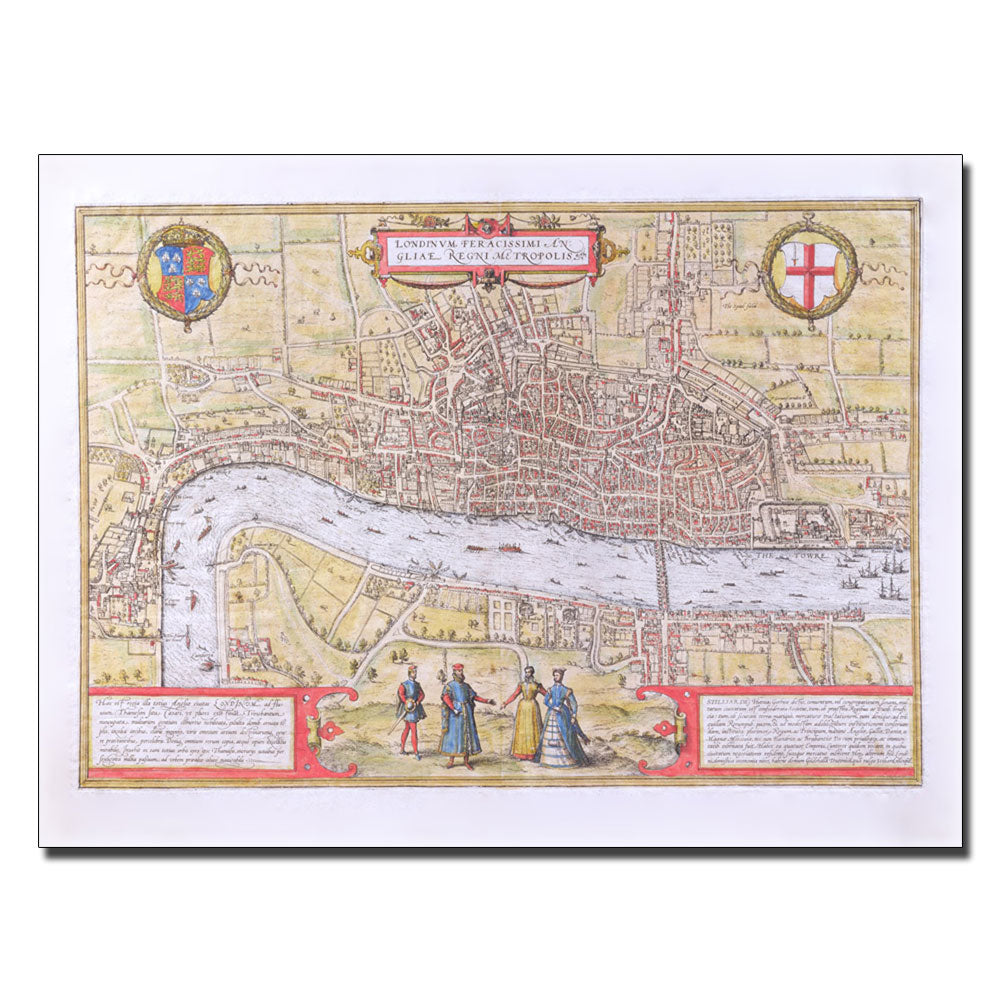 Map of London c. 1572 14 x 19 Canvas Art Image 1