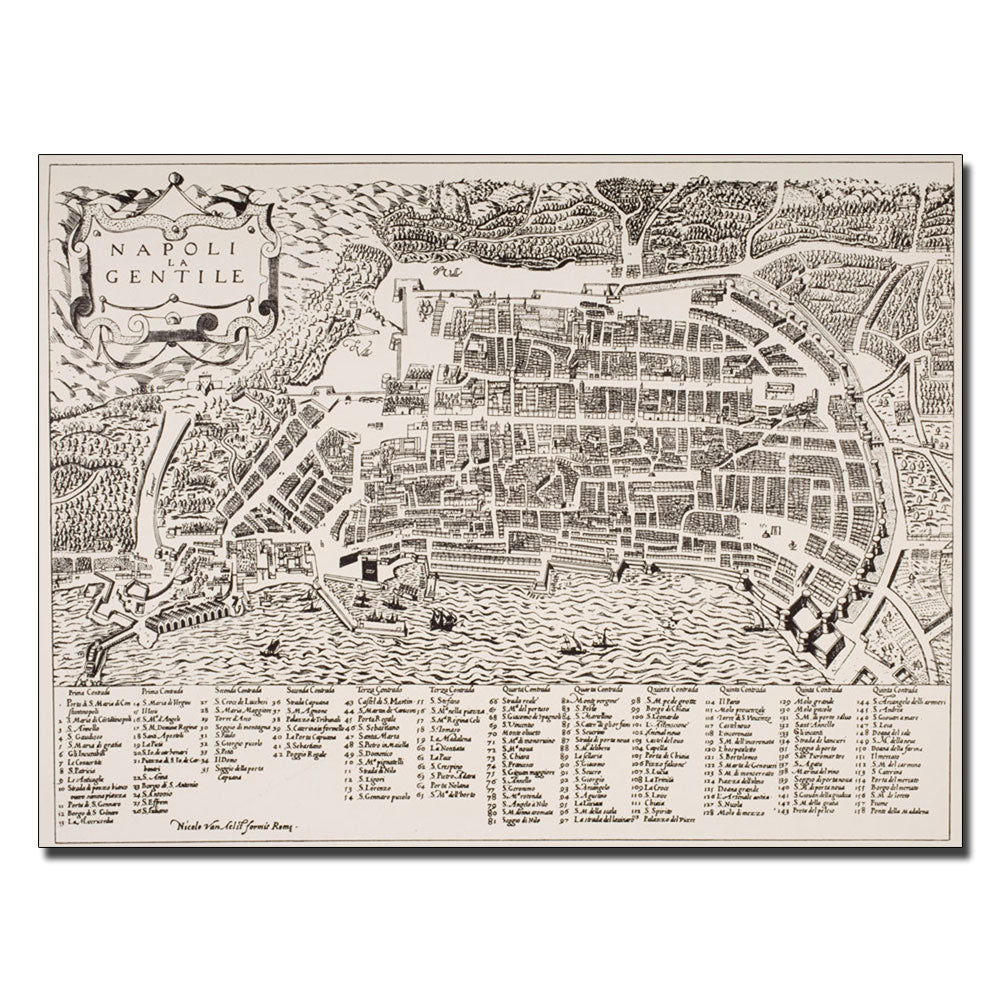 Map of Naples 1600 14 x 19 Canvas Art Image 1