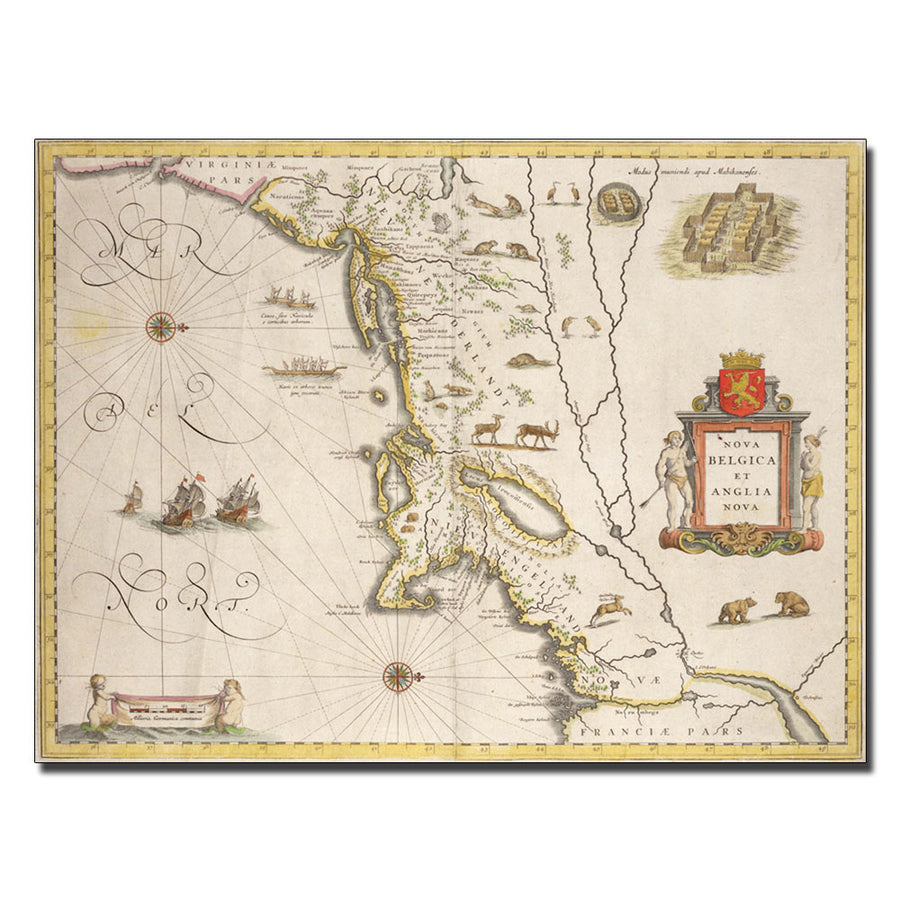 Joan Blaeu Map of Belgium and England 14 x 19 Canvas Art Image 1