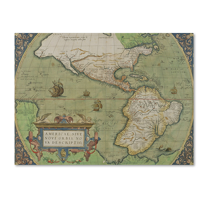 Map of North and South America 1570 14 x 19 Canvas Art Image 1