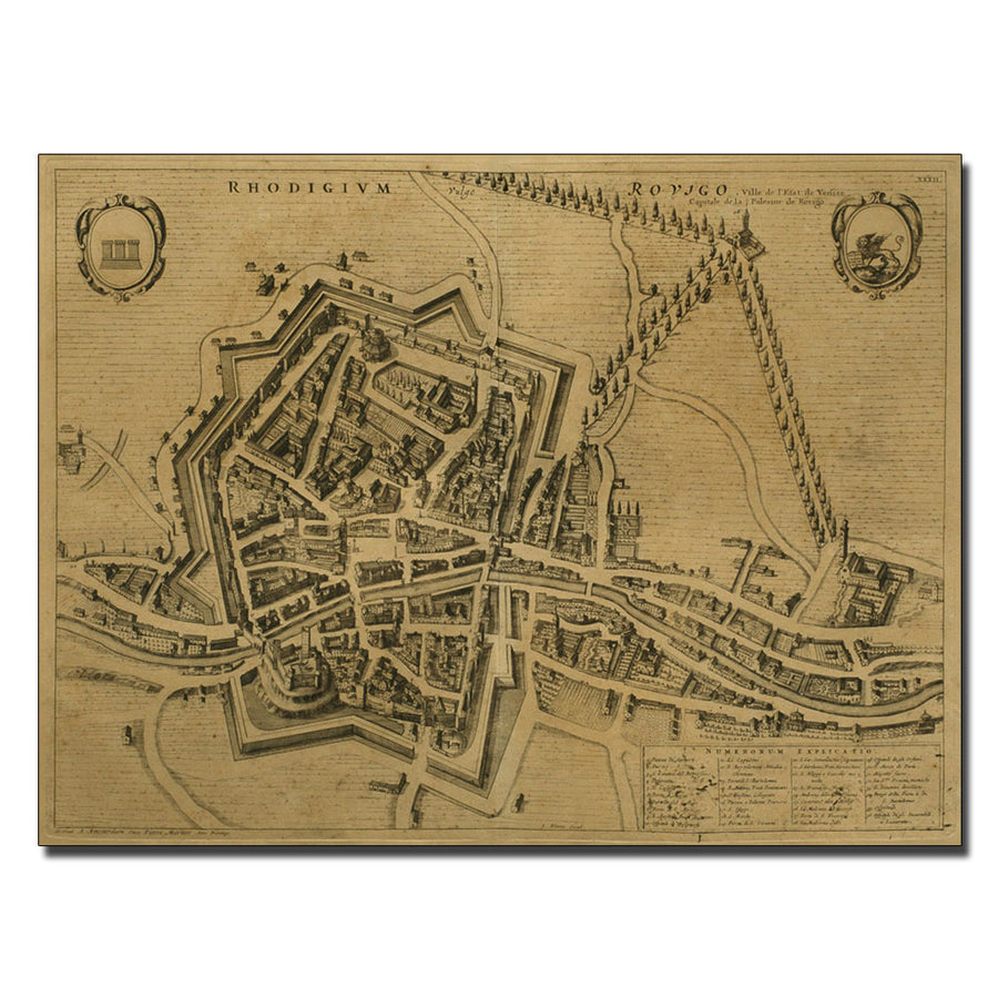 Pierre Mortier Map of Rovigo 1704 14 x 19 Canvas Art Image 1