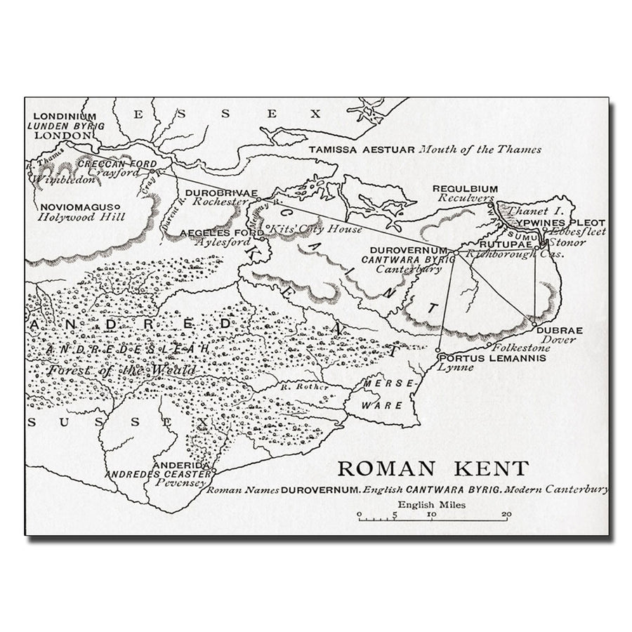 Map of Roman Kent England 14 x 19 Canvas Art Image 1