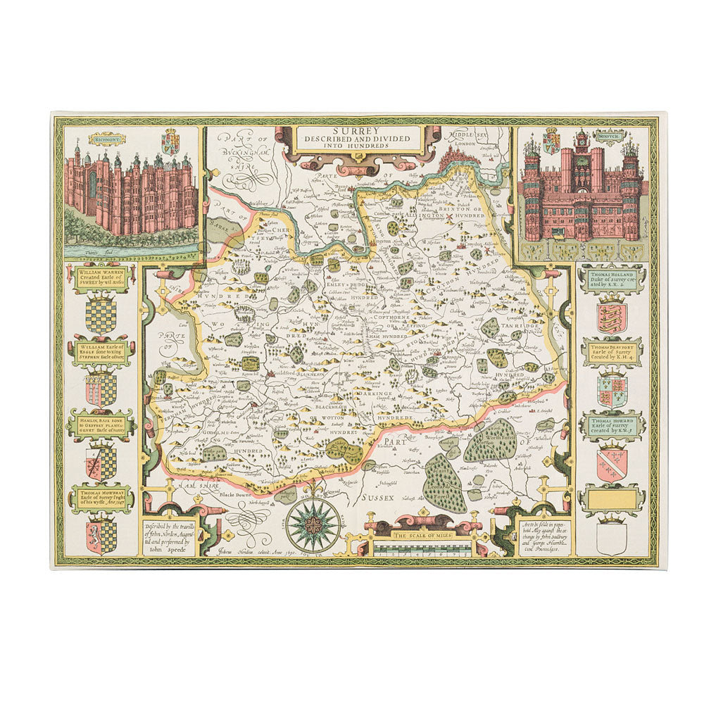 Jodocus Hondius Map of Surrey 14 x 19 Canvas Art Image 1