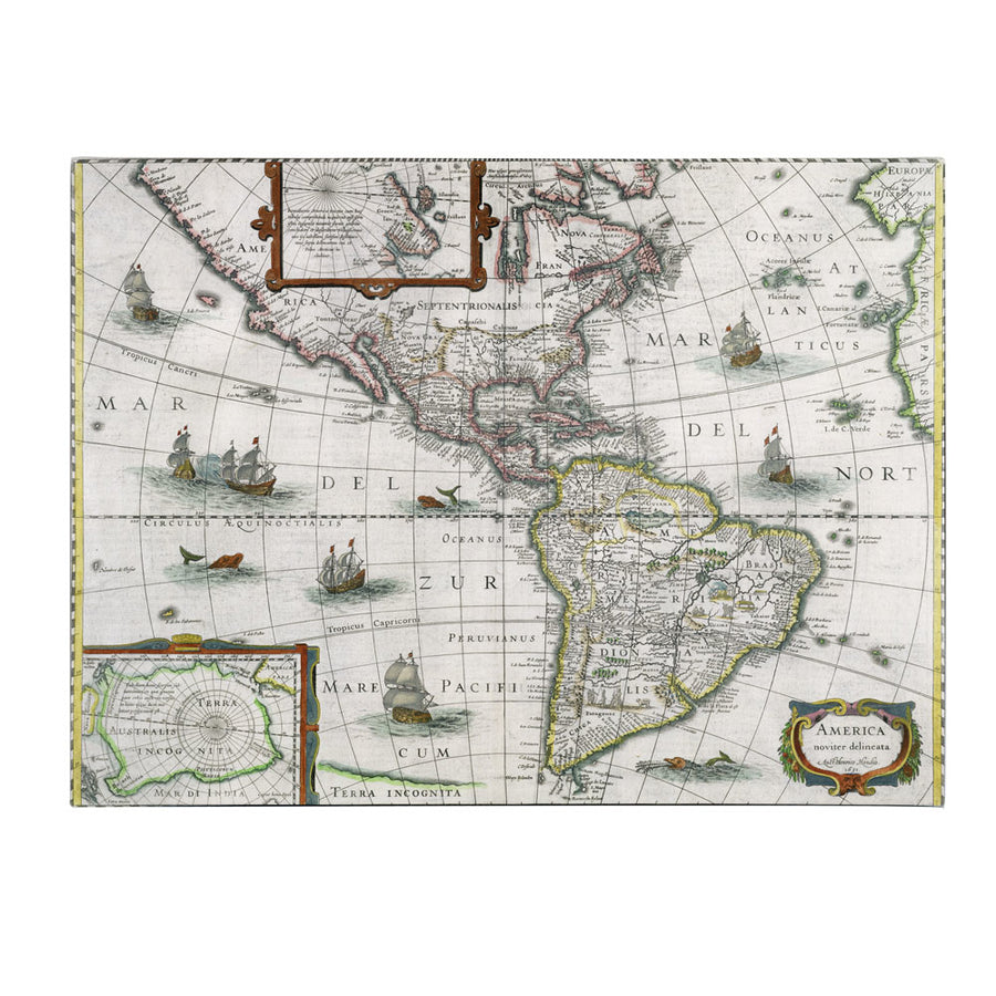 Henricus Hondius Map of the Americas 1631 14 x 19 Canvas Art Image 1