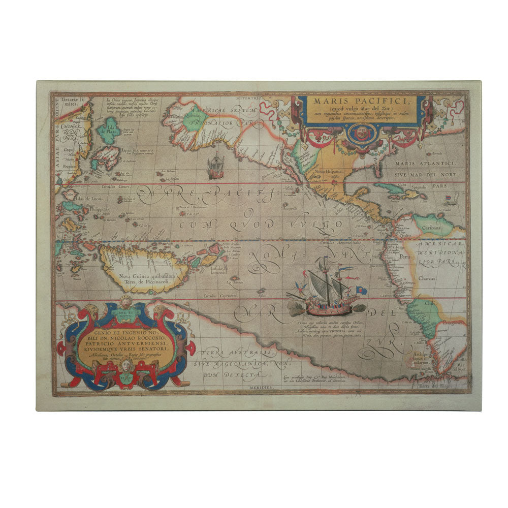 Abrahamus Ortelius Map of the Pacific 1589 14 x 19 Canvas Art Image 1