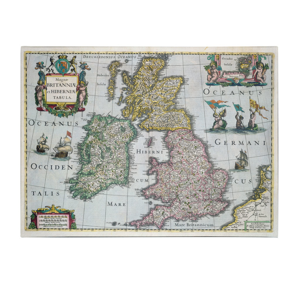 Map of Britain 1631 14 x 19 Canvas Art Image 1