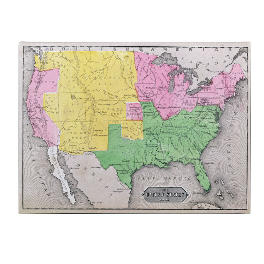 Map of the United States in 1861 14 x 19 Canvas Art Image 1