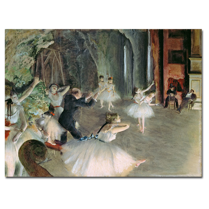 Edgar Degas The Rehearsal of the Ballet on Stage 14 x 19 Canvas Art Image 1