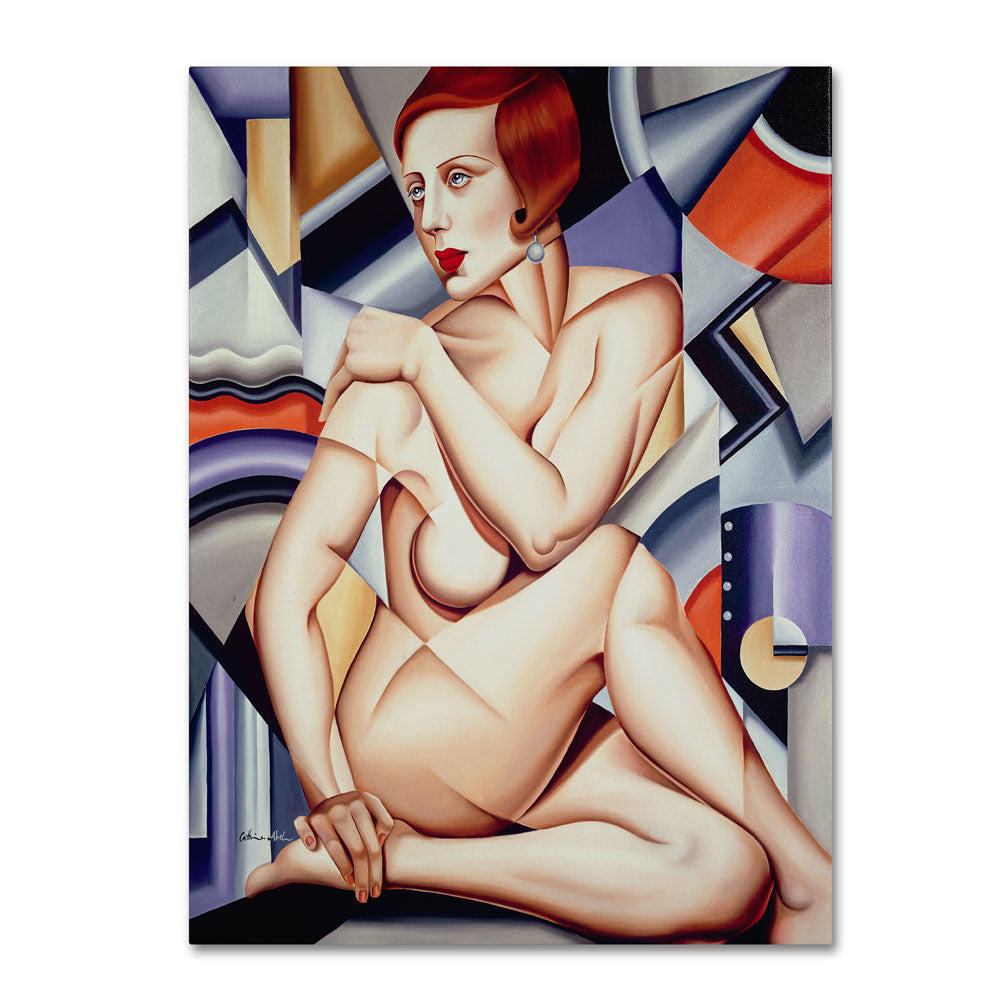 Catherine Abel Cubist Nude Orange and Purple 14 x 19 Canvas Art Image 1