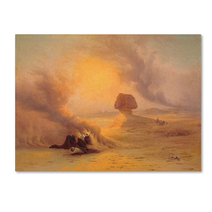 Johann Frey A Caravan Caught in the Sinum Wind 14 x 19 Canvas Art Image 1