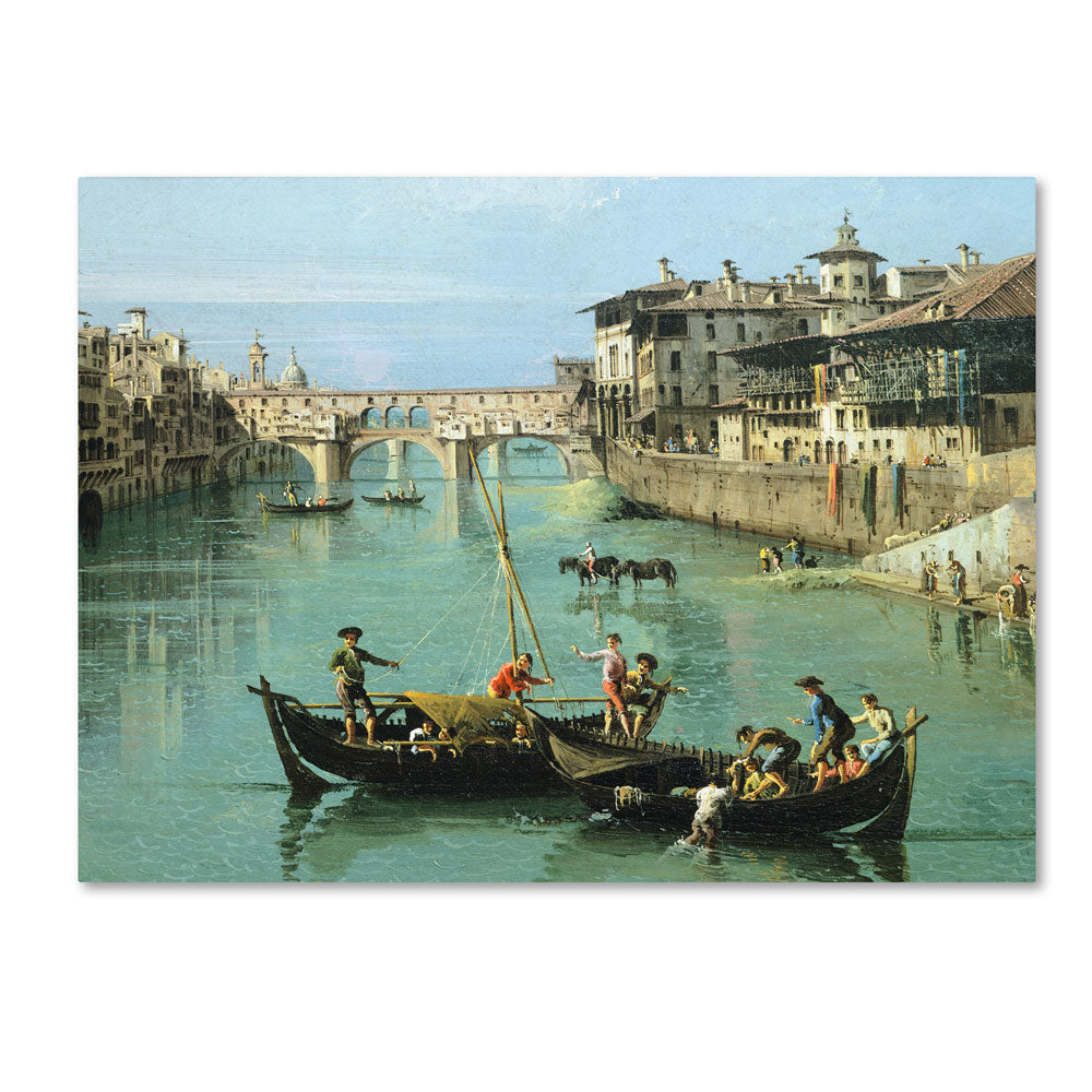 Canaletto Arno River and Ponte Vecchio 14 x 19 Canvas Art Image 1