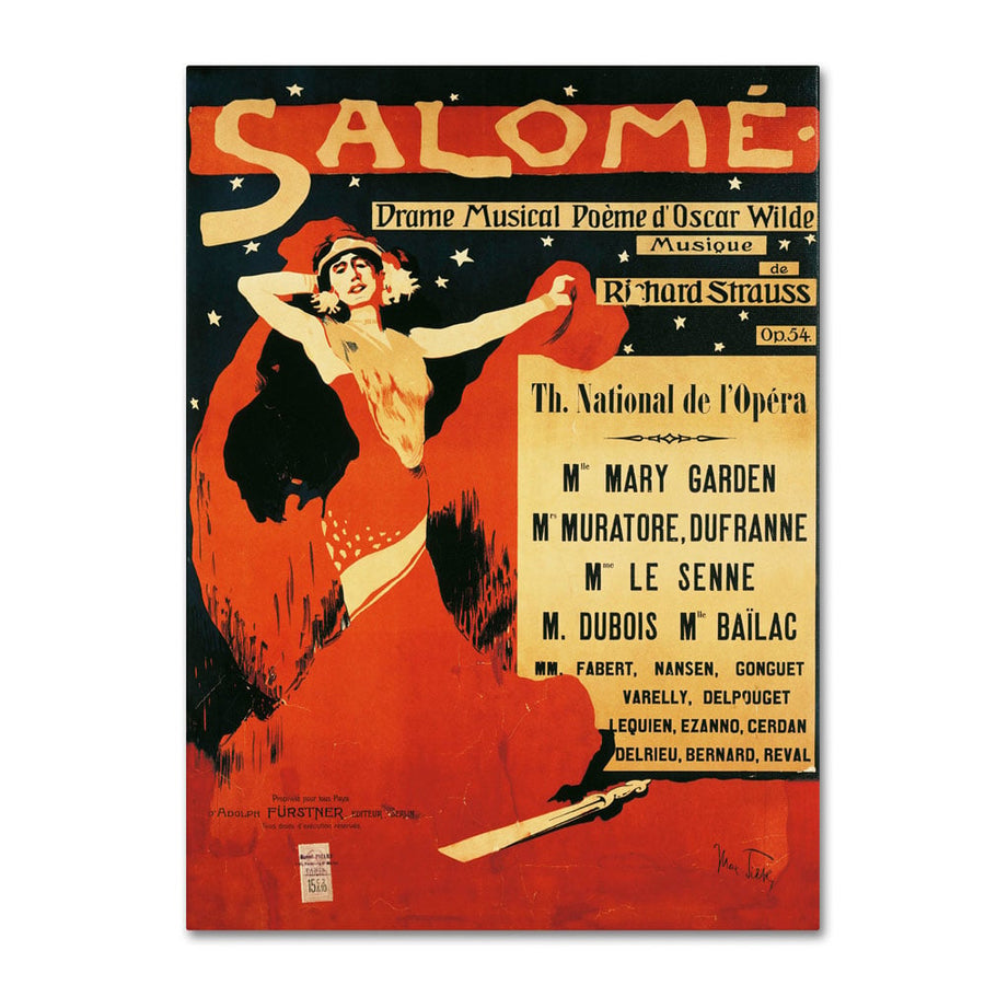 Richard Strauss Poster of Opera Salome 1910 14 x 19 Canvas Art Image 1