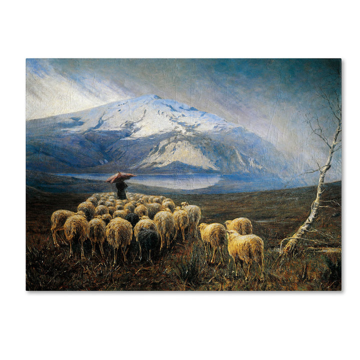 Achilles Tominetti Mountain Landscape with Rain 14 x 19 Canvas Art Image 1