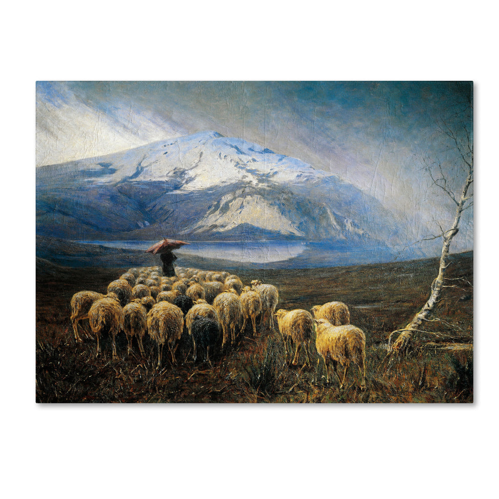 Achilles Tominetti Mountain Landscape with Rain 14 x 19 Canvas Art Image 2