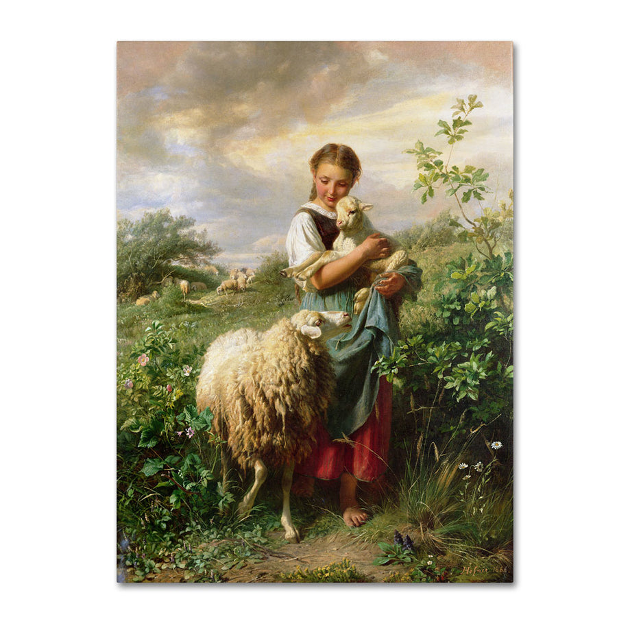 Johann Hofner The Shepherdess 1866 14 x 19 Canvas Art Image 1