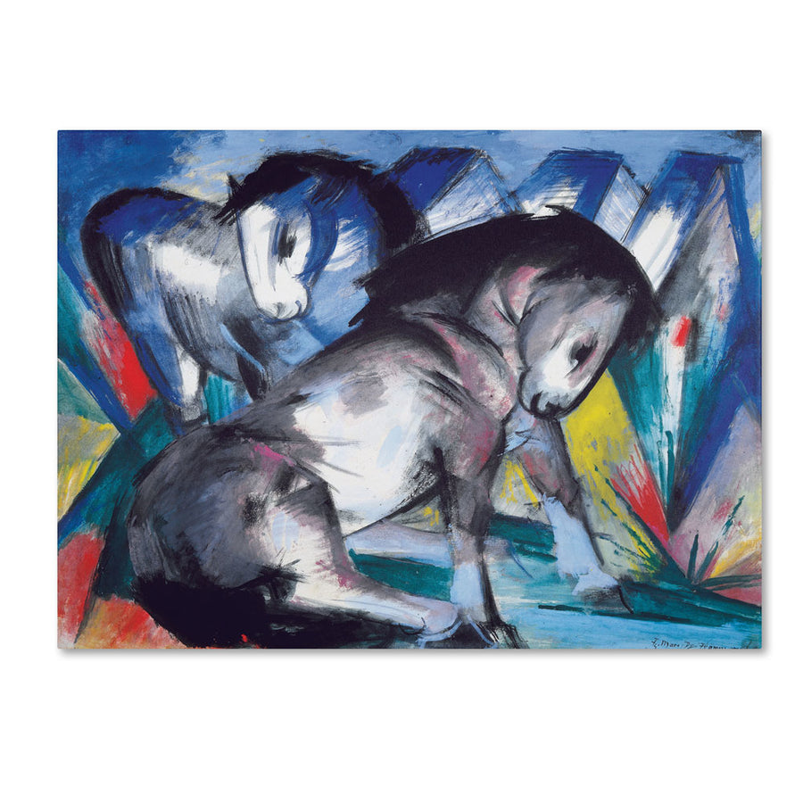 Franz Marc Two Horses 1913 14 x 19 Canvas Art Image 1