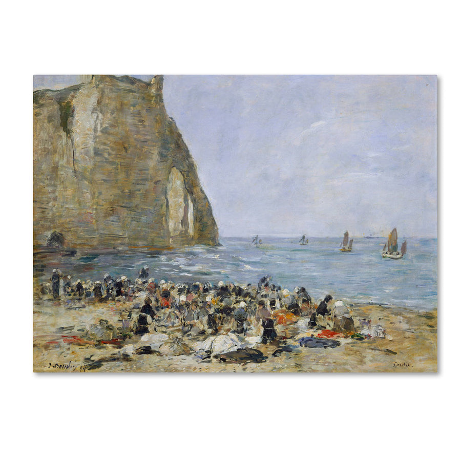 Eugene Boudin Washerwomen on the Beach 14 x 19 Canvas Art Image 1