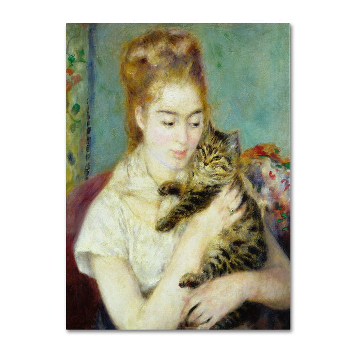 Pierre Renoir Woman With a Cat 1875 14 x 19 Canvas Art Image 1