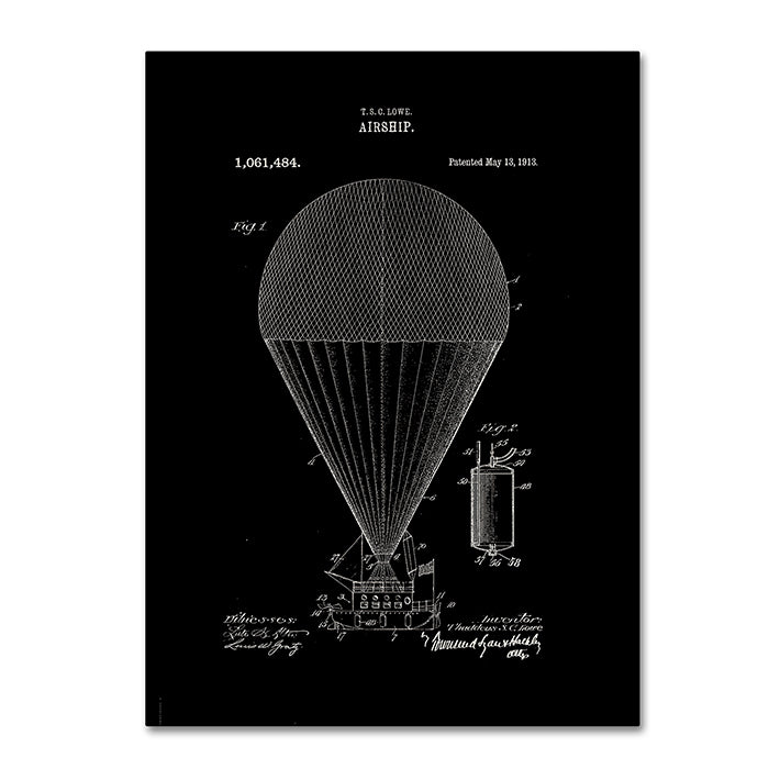 Claire Doherty Airship Patent 1913 Black 14 x 19 Canvas Art Image 1