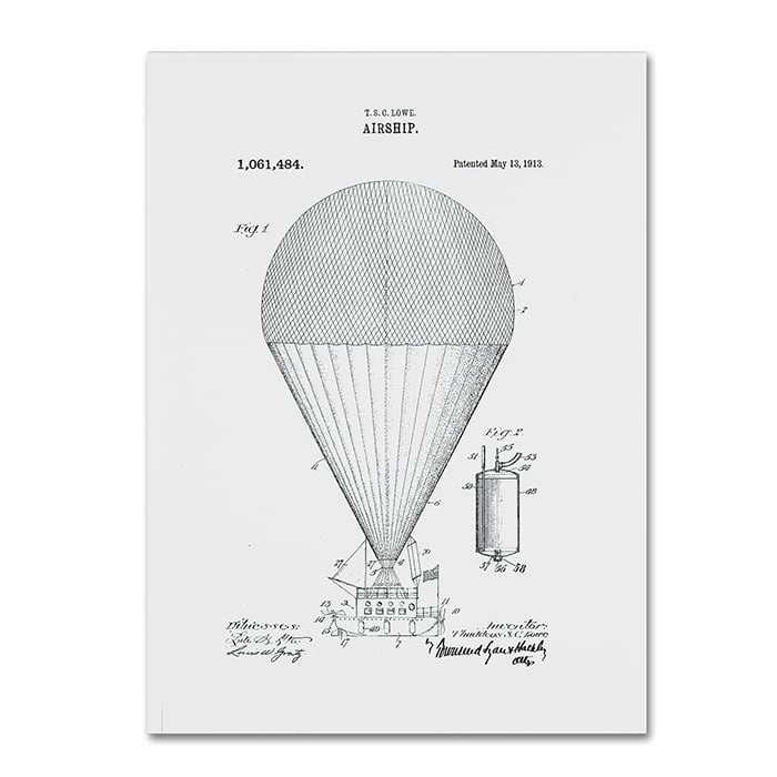 Claire Doherty Airship Patent 1913 White 14 x 19 Canvas Art Image 1