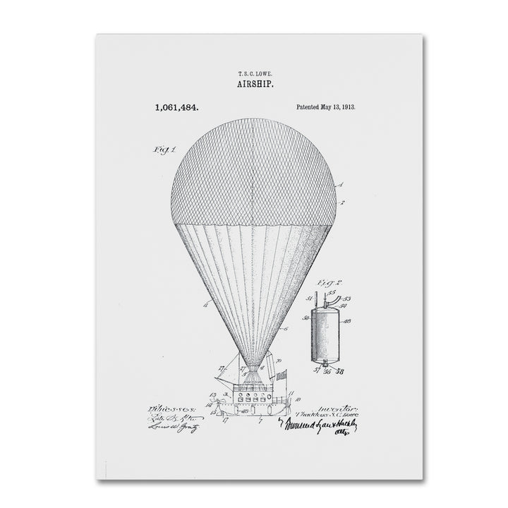 Claire Doherty Airship Patent 1913 White 14 x 19 Canvas Art Image 2