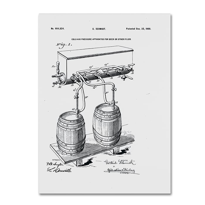 Claire Doherty Art Of Brewing Beer Patent White 14 x 19 Canvas Art Image 1