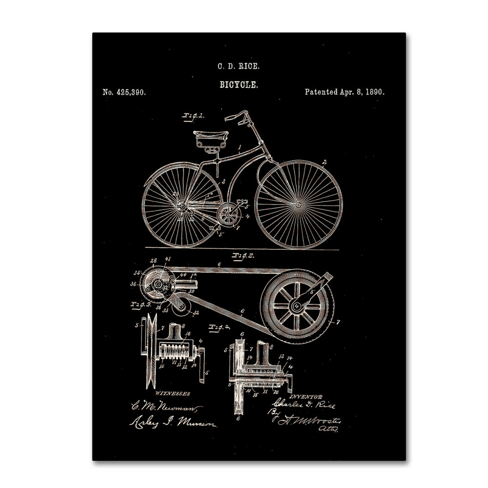 Claire Doherty Bicycle Patent 1890 Black 14 x 19 Canvas Art Image 2