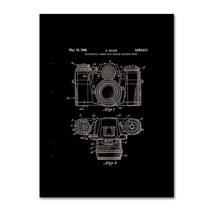 Claire Doherty Photographic Camera Patent 1962 Black 14 x 19 Canvas Art Image 1