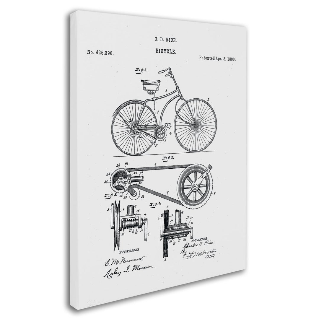 Claire Doherty Bicycle Patent 1890 White 14 x 19 Canvas Art Image 3