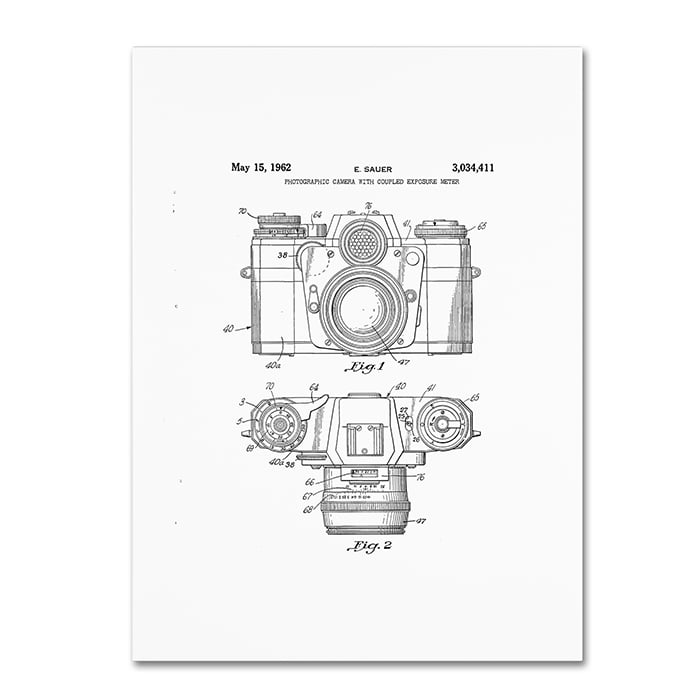 Claire Doherty Photographic Camera Patent 1962 White 14 x 19 Canvas Art Image 1