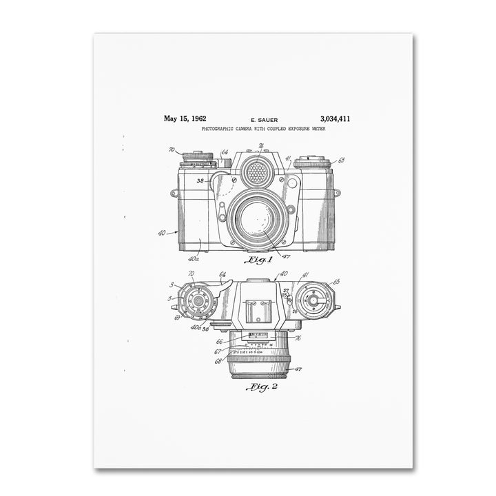 Claire Doherty Photographic Camera Patent 1962 White 14 x 19 Canvas Art Image 2