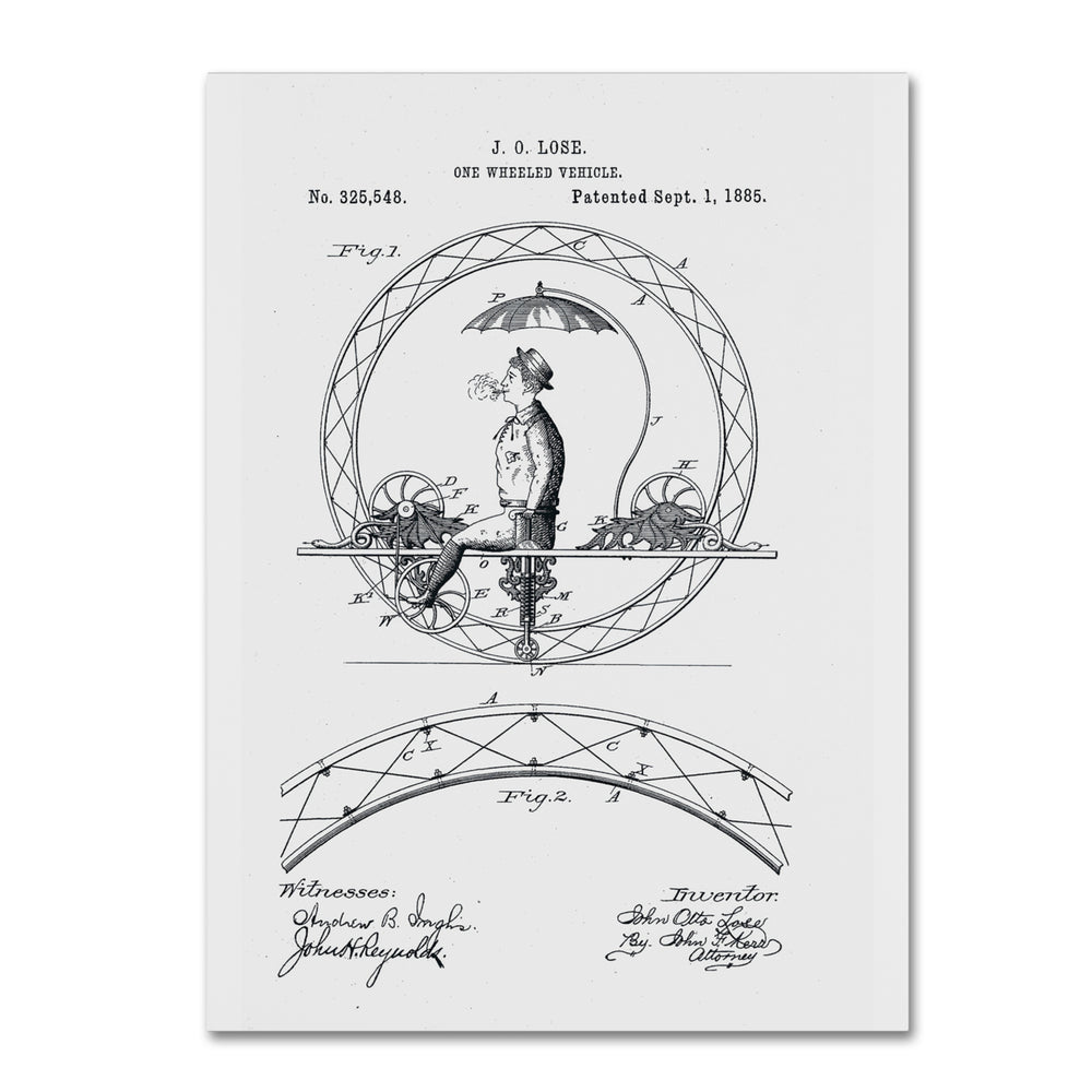 Claire Doherty One Wheeled Vehicle Patent 1885 White 14 x 19 Canvas Art Image 2