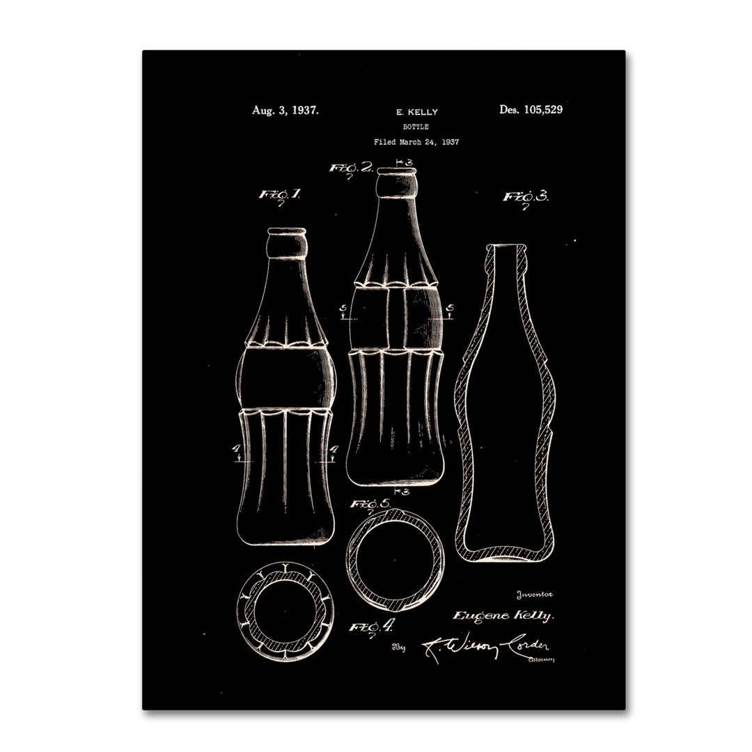 Claire Doherty Coca Cola Bottle Patent 1937 Black 14 x 19 Canvas Art Image 2