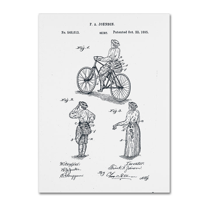 Claire Doherty Cycling Skirt Patent 1885 White 14 x 19 Canvas Art Image 1