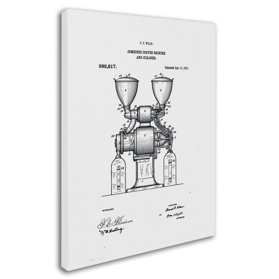 Claire Doherty Coffee Grinder Patent 1911 White 14 x 19 Canvas Art Image 3