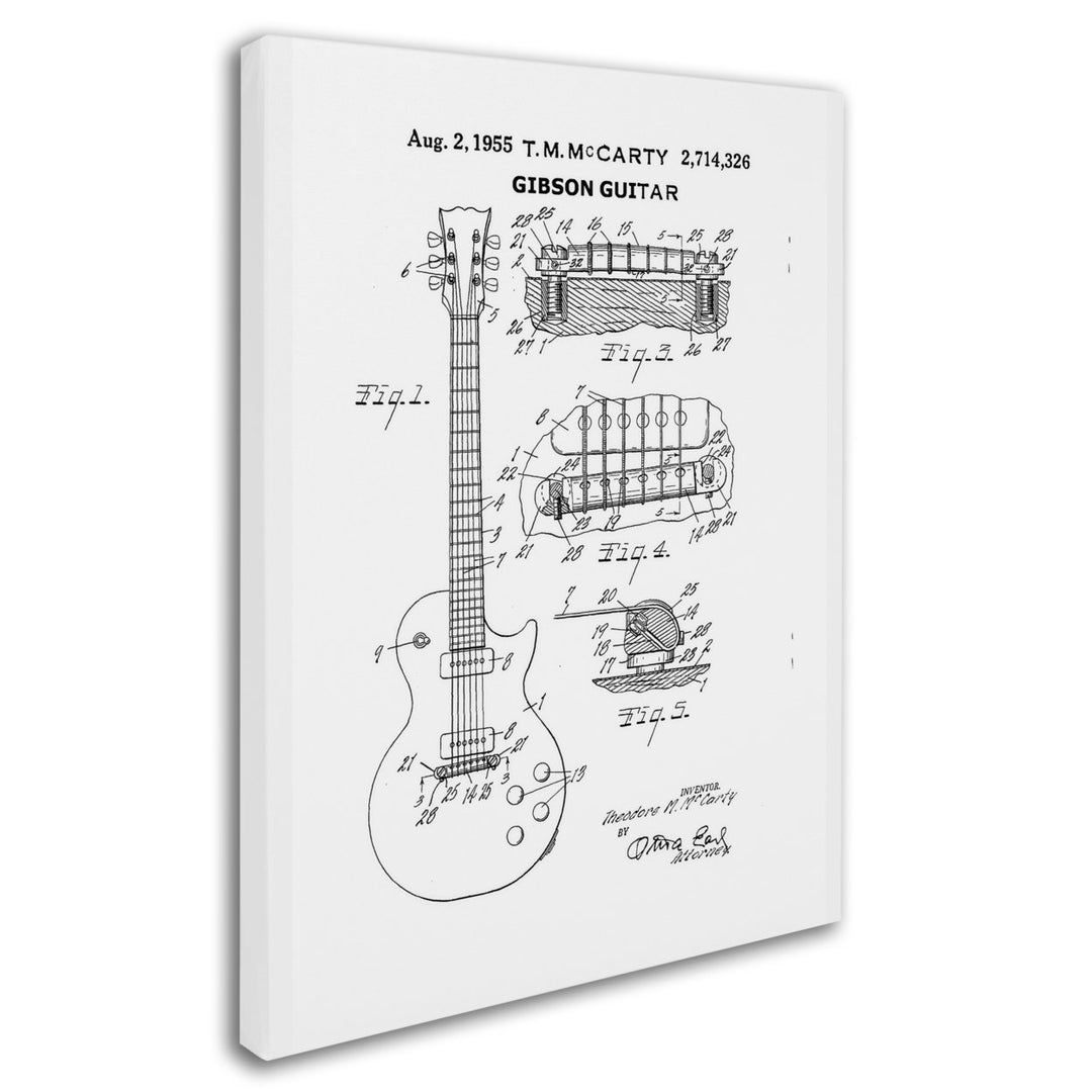 Claire Doherty 1955 Mccarty Gibson Guitar Patent White 14 x 19 Canvas Art Image 3