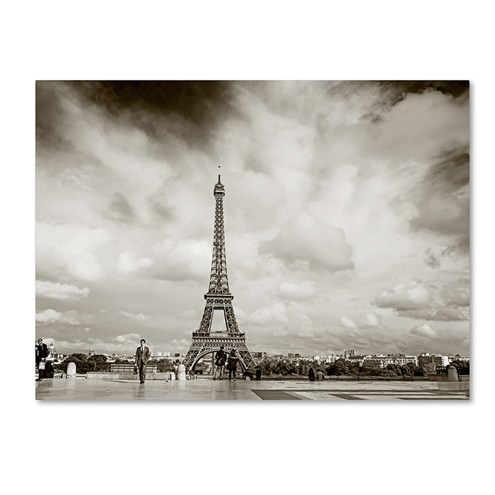 Preston Paris Eiffel Tower and Man 14 x 19 Canvas Art Image 1